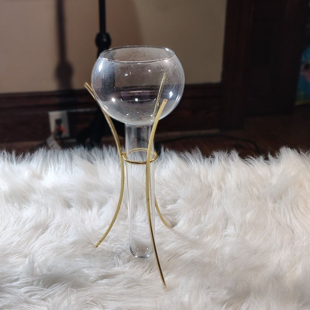 VTG Party Lite Gold Tone Floating Candle Holder/Vase